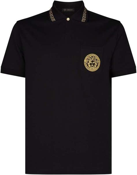 versace polo shirt embroidered grey|versace men's polo shirt sale.